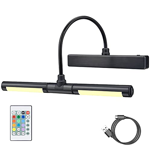 HONWELL Drahtlose Bilderleuchte LED, Bilderlampe mit Fernbedienung Drehbarer LED Lichtkopf mit Timer 180° Schwenkarm Wiederaufladbare Dart beleuchtung Kabellos Malleuchte zum Malen von Bildern,Schwarz von HONWELL