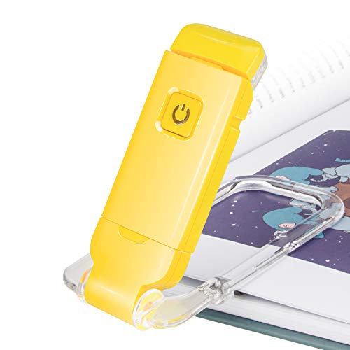 HONWELL LED Clip Leselampe Buch Klemm, Leselampen für Bücher im Bett, weiches Augenpflegelicht, USB wiederaufladbar, 2 Helligkeitseinstellungen für Augenschutz, LED Nachtlicht, Gelb von HONWELL