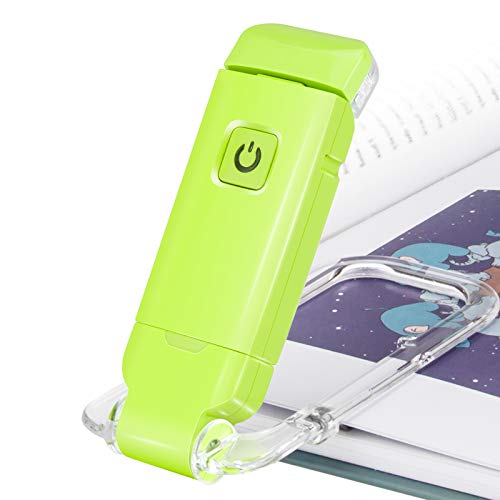 HONWELL LED Clip Leselampe Buch Klemm, Leselampen für Bücher im Bett, weiches Augenpflegelicht, USB wiederaufladbar, 2 Helligkeitseinstellungen für Augenschutz, LED Nachtlicht, Grün von HONWELL