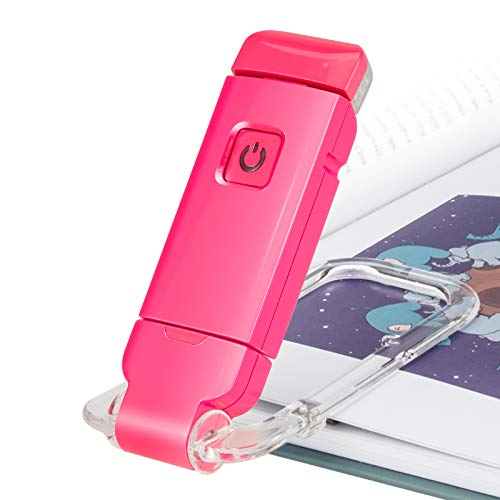 HONWELL LED Clip Leselampe Buch Klemm, Leselampen für Bücher im Bett, weiches Augenpflegelicht, USB wiederaufladbar Nachtlicht, 2 Helligkeit einstellbar für Augenschutz, Kinder, Magenta von HONWELL