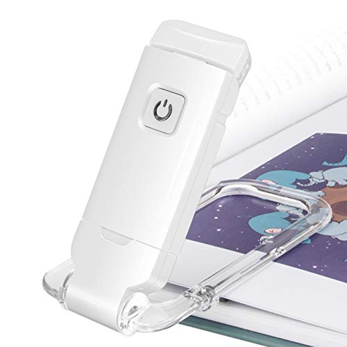 HONWELL LED Clip Leselampe Buch Klemm, Leselampen für Bücher im Bett, weiches Augenpflegelicht, USB wiederaufladbar Nachtlicht, 2 Helligkeit einstellbar für Augenschutz, weiß von HONWELL