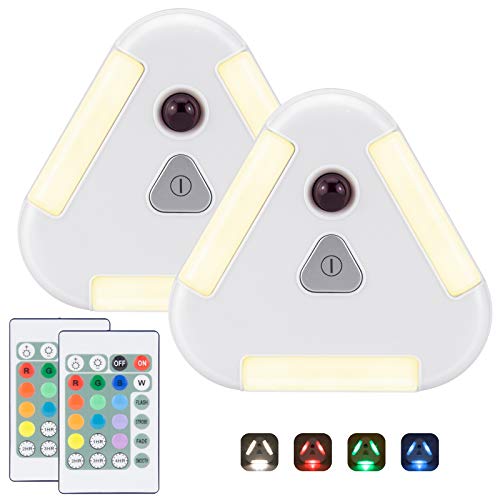 HONWELL LED Schrankleuchte mit Fernbedienung, LED Batterie Kleines Puck licht,LED Nachtlicht Treppen Licht Unterbauleuchte Schrank Lichter für Schlafzimmer, Kleiderschrank, Kuche, 2 Stück von HONWELL