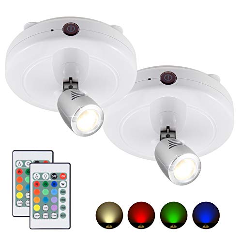 HONWELL Spot Lampe LED Wireless Deckenstrahler mit Fernbedienung, Wandleuchte Batteriebetrieben Dartscheibe Beleuchtung Timer Deckenspot mit Drehbar Licht Kopf für Spiegelanstrich Dartscheibe, 2 Stück von HONWELL