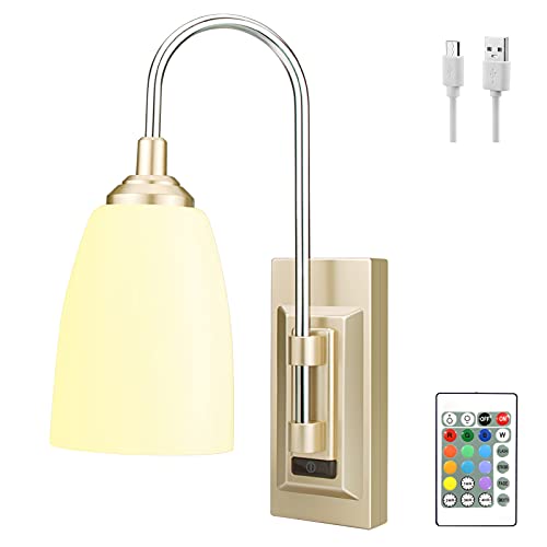 HONWELL LED Wandleuchte Innen,Wiederaufladbares Wandlampe mit Fernbedienung,4000K Warmweiß Wandbeleuchtung Dimmbar Wandleuchten Modernes Wandlampen Badlampe für Schlafzimmer, Treppen, Gold, 1 Stück von HONWELL