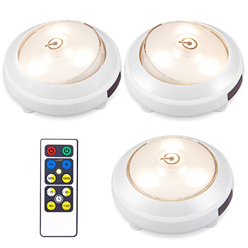 HONWELL Wireless LED Schrankleuchte mit Fernbedienung, batteriebetriebenes kleines Puck licht, einstellbares Licht Kopf Treppenlicht, 80 Lumen Nachtlicht für Küche, Schrank, Kleiderschrank von HONWELL