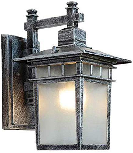 Außenlampe Retro Vintage Wasserdichter IP44 Außenwandleuchte Antikes Silber Wandlampe Aluminiumguss und Glas E27 Wandleuchte Balkon Zaun Gartenlampe Eingangsbeleuchtung Wandbeleuchtung 22*18*29 cm von HONY-LIGHT