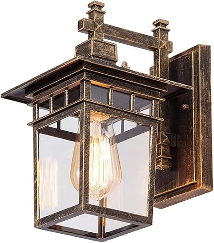 Außenlampe Retro Wasserdichter IP44 Außenwandleuchte Bronze Wandlampe Aluminiumguss und Glas E27 Wandleuchte Balkon Zaun Gartenlampe Eingangsbeleuchtung Wandbeleuchtung 22 * 18 * 29 cm von HONY-LIGHT