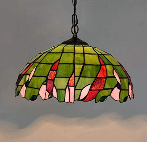 E27 Tiffany Pendelleuchte Deko Leuchte Glas Hängelampe Höheverstellbar Vintage Esstisch Esszimmer Lampen Retro Kronleuchter Küchenlampen Wohnzimmerlampe Hängeleuchte Schlafzimmer Keller Loft Cafe Bar von HONY-LIGHT