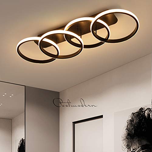 Modern LED Deckenleuchte Minimalistische Braun Acry Lampeschirm Deckenlampe Innenbeleuchtung Für Wohnzimmer Schlafzimmer 4-Ringe Einfach Schlafzimmerlampe 60W Warmweiß von HONY-LIGHT