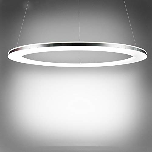 LED 64W Pendelleuchte Esstisch Dimmbar Pendellampe Höhenverstellbar Hängeleuchte esszimmer Ring Edelstahl Design Hängelampe mit Fernbedienung für Wohnzimmer Küche Büro Φ1M von HONY-LIGHT