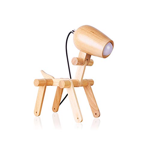 Retro Holz Tischlampe Kreative Tiere Hund Tischleuchte E27 Nachttischlampe Lesen Schlafzimmer Arbeits Büro Kinderzimmer Schreibtischlampe Wohnkultur Arbeitsleuchte Lernlampe von HONY-LIGHT