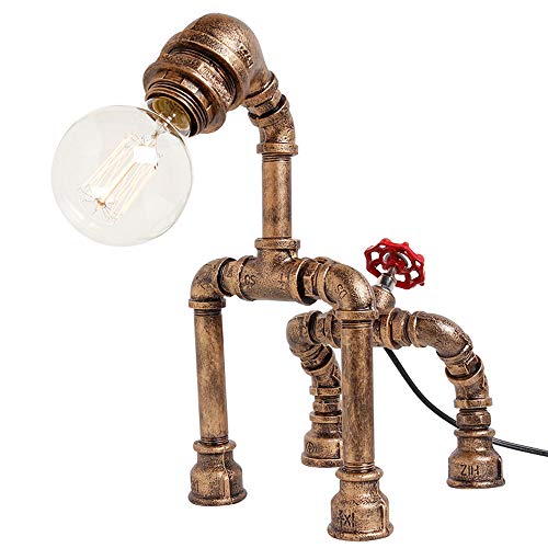 Retro Wasserrohr Tischlampe Kreative Tiere Hund Tischleuchte E27 Industrie Leseleuchte Nachttischlampe Lesen Schlafzimmer Arbeits Büro Schreibtischlampe von HONY-LIGHT