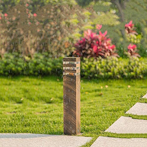 Retro Wegeleuchte Außen Outdoor Bronze Sockellampe Gartenlampe Aluminium und Acryl Terrassenlampe Wasserdicht IP44 Pollerlampe für Rasen Eingangs Terrassen Patio Park Pfad Hof 9 * 13 * 40CM… von HONY-LIGHT