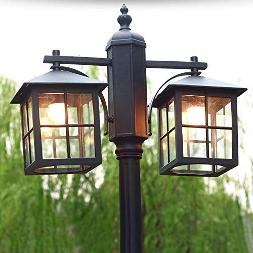 Strassenlaterne schwarz 2-flammig E27 Außen Aluminium und Glas Lampenschirm Mastleuchte 225 cm hoch Wasserdicht IP44 Gartenleuchte Rasen Villa Landhaus Sockelleuchte Wegeleuchte Strassenlaterne schwarz 2-flammig E27 Außen Aluminium und Glas Lampenschirm Mastleuchte 225 cm hoch Wasserdicht IP44 Gartenleuchte Rasen Villa Landhaus Sockelleuchte Wegeleuchte von HONY-LIGHT