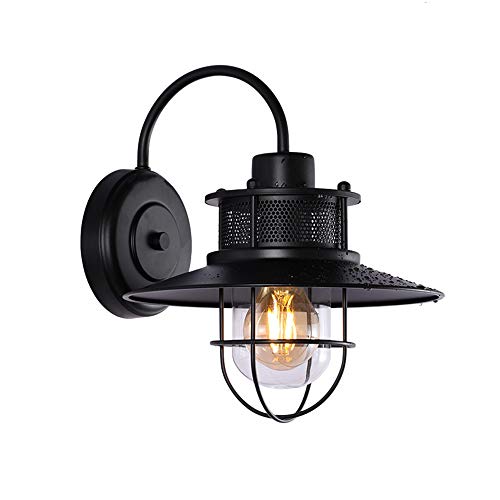 Vintage Schwarz Außenwandleuchte Wasserdichter IP54 Wandlampe Retro Aluminium und Glas Außenlampe Hauswand Leuchte für Balkon Treppen Terrasse Garten Einfahrt Flur Wandbeleuchtung E27 von HONY-LIGHT