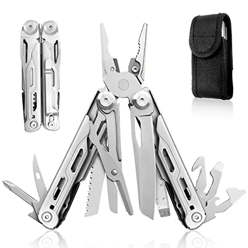 HONZIN Multitool Zange 18-in-1 Edelstahl Taschen Multitool, Drahtschneider, Schere, Schraubendreher, Flaschen- und Dosenöffner, mit Nylonscheide, Outdoor-Camping-Überlebensausrüstung, Reparieren von HONZIN