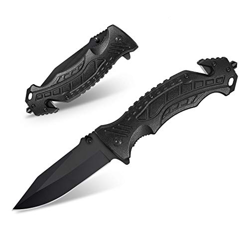 HONZIN Klappmesser Extra Scharfes Taschenmesser 5-in-1 Multifunktion Schwarz Edelstahlklinge Outdoor & Survival Messer HONZIN Klappmesser Extra Scharfes Taschenmesser 5-in-1 Multifunktion Schwarz Edelstahlklinge Outdoor & Survival Messer von HONZIN