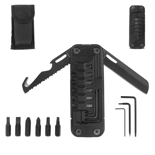 HONZIN Multitools 6 in 1 Faltbares Multitool, Edelstahl Multifunktionsmesser im Taschenformat mit Seilschneider, Flaschenöffner, Schraubendreher, Camping Multitools mit Nylontasche von HONZIN