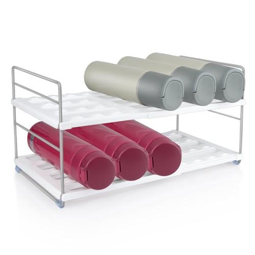 HONZUEN Wasserflaschen Organizer,Ausziehbares Flaschenregal,Wasserflaschenregal Küche,für Kleine Thermosflasche,Metall Wasserflasche,Flaschen Aufbewahrung,für Küchenschrank,Wohnzimmer,Kücheninsel von HONZUEN