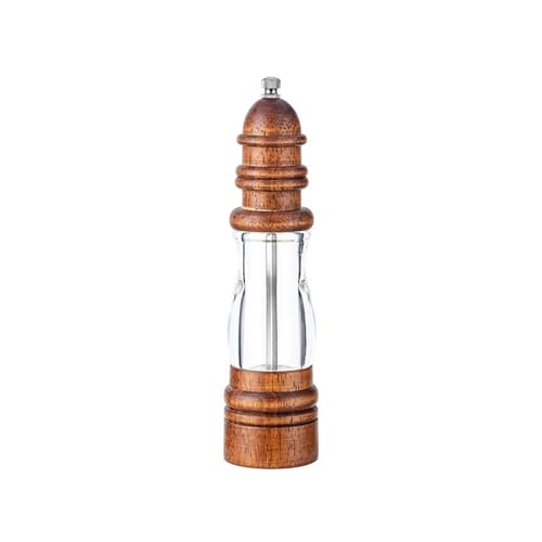 20,3 cm Pfeffermühle, Salzmühle, Massivholz-Pfeffermühle mit starkem, verstellbarem Massivholz-Mahlwerk (Farbe: schwarz) von HOOBN