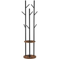 Garderobenständer, Freistehender Kleiderständer, Garderobe in Baumform mit 8 Haken, 2 Runde Ablagen, für Kleidung, Hut, Tasche, Wohnzimmer, von HOOBRO