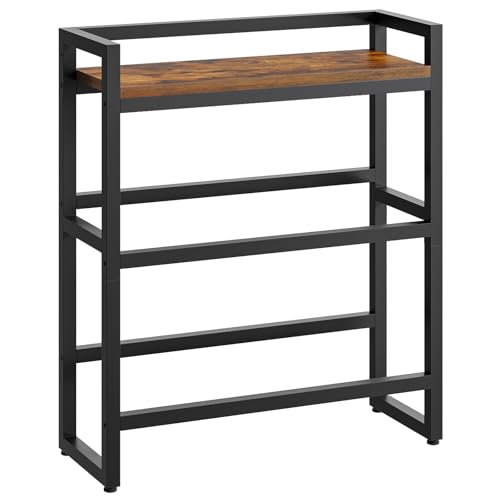 HOOBRO 3-stöckiges Getränkekistenregal für 4 Kisten, Getränkeregal, Bier- und Obstkistenhalter, Tragkraft 50 kg/Etage, Metallgestell, für Küche, Garage, Laden, Vintagebraun und Schwarz EBF103CJ01 von HOOBRO