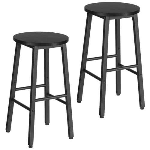 HOOBRO Barhocker 2er Set, Barstühle, Küchenstühle, hoher Hocker mit Fußstützen in 2 Höhen und verstellbaren Füßen, für Bad, Küche, Theke, Schwarz EBB07BY01G1N2 von HOOBRO