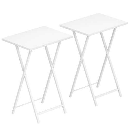 HOOBRO Beistelltische Klappbar, 2er-Set, Kleine Tabletttische, TV Trays 2er Set, Klapptische Snack Tische Industriestil, Sofatische für kleinen Raum, einfach montierbar, Weiß EWW25BZ01N1 HOOBRO Beistelltische Klappbar, 2er-Set, Kleine Tabletttische, TV Trays 2er Set, Klapptische Snack Tische Industriestil, Sofatische für kleinen Raum, einfach montierbar, Weiß EWW25BZ01N1 von HOOBRO