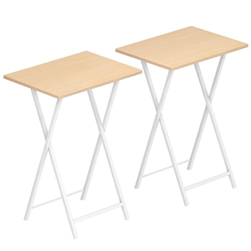 HOOBRO Beistelltisch Klappbar, Kleiner tabletttisch, TV Tray 2er Set, klapptisch Snack Tisch, Sofatisch für kleinen Raum, einfach montierbar, Weiß und Natürliche Holzfarbe EWN25BZ01 HOOBRO Beistelltisch Klappbar, Kleiner tabletttisch, TV Tray 2er Set, klapptisch Snack Tisch, Sofatisch für kleinen Raum, einfach montierbar, Weiß und Natürliche Holzfarbe EWN25BZ01 von HOOBRO