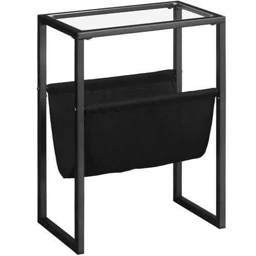 HOOBRO Beistelltisch Schmal, Nachttisch mit Zeitschriftenschlinge aus Stoff und Glasplatte, Geeignet für Kleine Räume, Schwarz EBK66BZ01 HOOBRO Beistelltisch Schmal, Nachttisch mit Zeitschriftenschlinge aus Stoff und Glasplatte, Geeignet für Kleine Räume, Schwarz EBK66BZ01 von HOOBRO