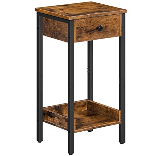 HOOBRO Beistelltisch, Nachttisch, Sofatisch mit Schublade und Ablage, Nachtkommode, Metallgestell, Robust und Stabil, Platzsparend, Dunkelbraun EBF71BZ01 HOOBRO Beistelltisch, Nachttisch, Sofatisch mit Schublade und Ablage, Nachtkommode, Metallgestell, Robust und Stabil, Platzsparend, Dunkelbraun EBF71BZ01 von HOOBRO