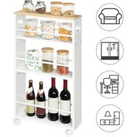 Schmaler Servierwagen, 45 x 15 x 80 cm, Küchenwagen mit 4 Ebenen, Küchenregal mit 360° Drehbare Räder und Geländern, Leicht zu Montieren, Stabil, Schmaler Servierwagen, 45 x 15 x 80 cm, Küchenwagen mit 4 Ebenen, Küchenregal mit 360° Drehbare Räder und Geländern, Leicht zu Montieren, Stabil, von HOOBRO