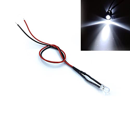 5pcs Ultra Bright 5mm Pre-Wired with Holders Emitting Diodes Bulb Lights for Hobbyists 3V 5V6V 9V 12V 24V 36V 48V 110V 220V (Color : White, Size : 9V) von HOOCI