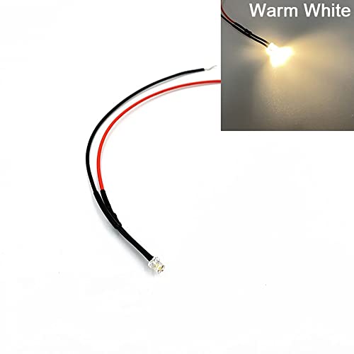 HOOCI 10pcs 3mm Pre-Wired Flat Top Wide Angle Ultra Bright Emitting Diodes Bulb Lights 3V 5V6V 9V 12V 24V 36V 48V 110V 220V (Color : Warm White, Size : 3V) von HOOCI