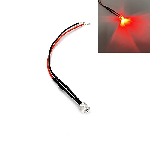 HOOCI 10 Stück 5 mm vorverdrahtete flache Oberseite Weitwinkel Ultra helle Eitting Dioden Leuchten 3 V 5 V 6 V 9 V 12 V 24 V 36 V 48 V 110 V 220 V (Farbe: Rot, Größe: 12 V) von HOOCI