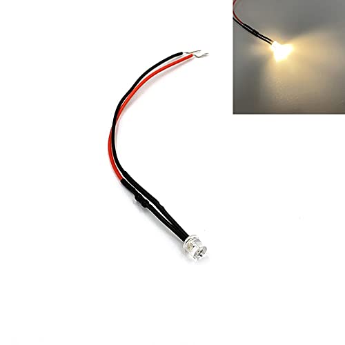 HOOCI 10 Stück 5 mm vorverdrahtete flache Oberseite Weitwinkel Ultra helle Eitting Dioden Leuchten 3 V 5 V 6 V 9 V 12 V 24 V 36 V 48 V 110 V 220 V (Farbe: Warmweiß, Größe: 5 V6 V) von HOOCI