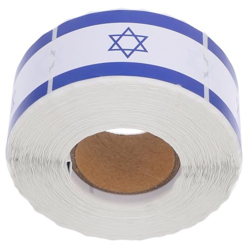 HOODANCOS 1 Rolle Israel-Flaggenaufkleber: Patriotische Aufkleber für Wasserflaschen, Tagebücher, Autos & mehr - Weiß, Blau - Kunststoff Outdoor von HOODANCOS