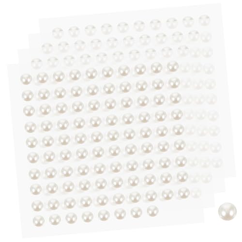 HOODANCOS 1 Satz Perlenaufkleber Klebstoff Dekorativ Scrapbooking Selbstklebende Perlensticker Uv Perlen Zum Aufkleben Gesichtsperlen-aufkleber Künstliche Perle Weiß 4blätter von HOODANCOS