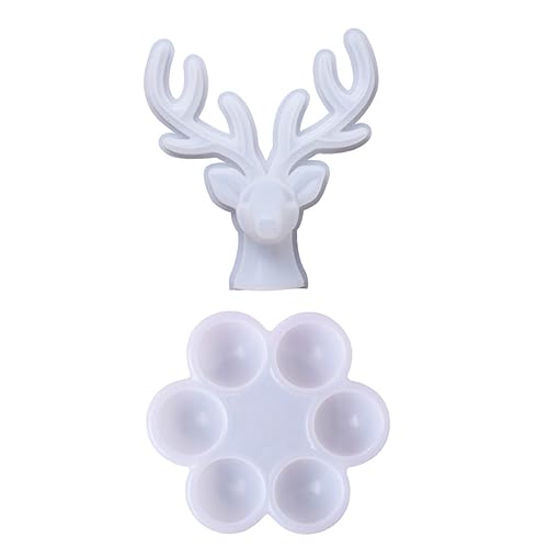 HOODANCOS 1 Satz Silikon Schmuck Aufbewahrungsbox Gießform Wiederverwendbare Silikonform für DIY Ohrringe und Ringe Antler Dekoform und Holzständer für Kreative Bastelprojekte von HOODANCOS