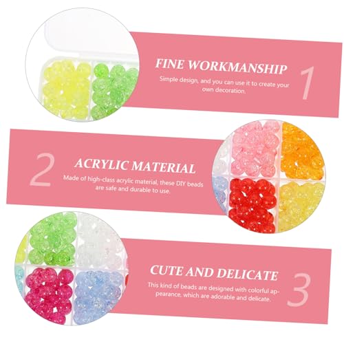 HOODANCOS 1 Schachtel Acrylperlen mit Crack textur Lose Schmuckperlen für DIY Armbänder Halsketten Bunte Vielseitige Perlen für Handgemachten Schmuck und Bastelbedarf von HOODANCOS