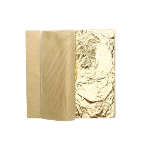 HOODANCOS 100 Blatt Imitation Blattgold für Kunsthandwerk Dekoration Vergoldung Rahmen Möbel Restaurierung Glatte Goldfarbene Folie für Basteln und Innenraumgestaltung von HOODANCOS