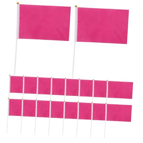 HOODANCOS 100 Stück Teiliges Kleine Pinke Hand winkeflaggen Verschleißfeste Handliche Festivaldekoration Langlebige Rechteckige Fahnen für Partys und Paraden von HOODANCOS