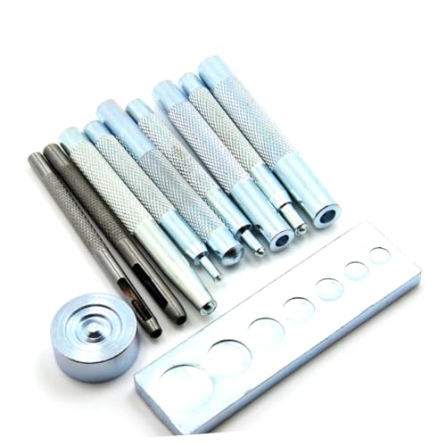 HOODANCOS 11 Stück Teiliges Lederhandwerk Werkzeugset mit Extra Langen Griffen Robustem Metall Rivet Setter Basis Lochstanze für Druckknöpfe Nieten Ösen Snap Fastener Installation HOODANCOS 11 Stück Teiliges Lederhandwerk Werkzeugset mit Extra Langen Griffen Robustem Metall Rivet Setter Basis Lochstanze für Druckknöpfe Nieten Ösen Snap Fastener Installation von HOODANCOS