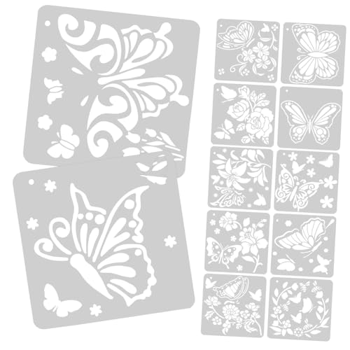 HOODANCOS 12 Blatt Teiliges Wiederverwendbares Schmetterlings schablonen Robustem Pet Waschbar und Langlebig für Wandgestaltung Scrapbooking und DIY Kunstprojekte zu Hause und Feiertagen von HOODANCOS
