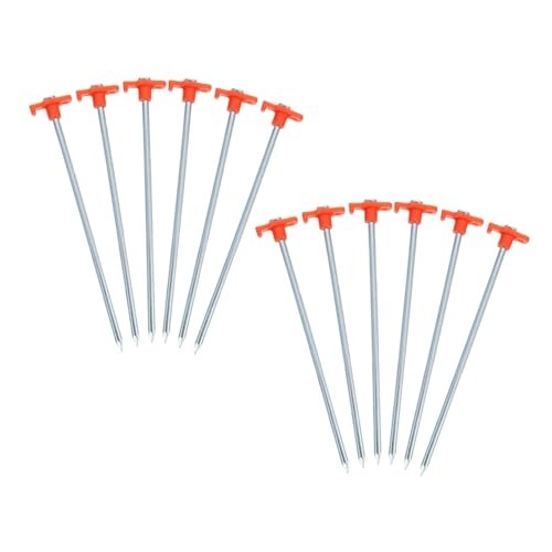 HOODANCOS 16 Stück Teiliges Outdoor Zeltpflöcke aus Verstärktem Stahl Lange Robuste Zeltheringe für Weichen Boden Winddichte Camping-heringe für Zelte Markisen und Pavillons Orangene Farbe von HOODANCOS