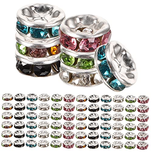 HOODANCOS 180 Stück Diamant-abstandshalter Bausatz Silberne Strasskette Perlen-kit Verschiedene Perlen Meeresperlen Set Zur Herstellung Von Ohrringen Große Lochperlen Aus Strass Glas von HOODANCOS