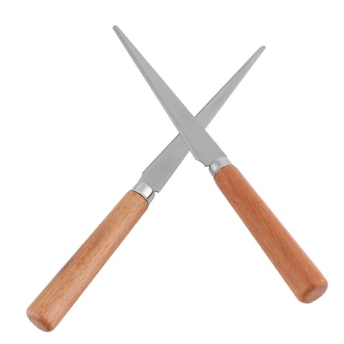 HOODANCOS 2 STÜCK Teiliges Modellierwerkzeug Fettlingmesser mit Holzgriff aus Rostfreiem Stahl für Lehm Skulpturen Handliches Schnitzmesser für DIY Bastelarbeiten und Reparaturen von HOODANCOS