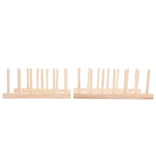 HOODANCOS 2 Stück Geschirr Ablage Regal aus Holz Multifunktionales Abtropfgestell für Küche und Zuhause zum Aufbewahren und Präsentieren von Tellern und Tassen von HOODANCOS