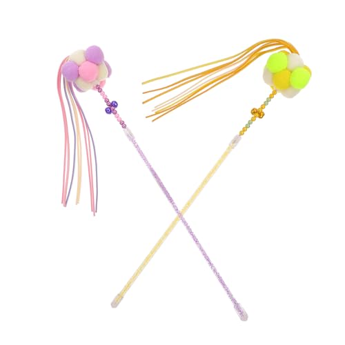 HOODANCOS 2 Stück Interaktive Katzenangel mit Strapazierfähigem Beißfestem Kristallstab in Gelb Geräuschloses Kätzchen Necken für Katzen und Kitten HOODANCOS 2 Stück Interaktive Katzenangel mit Strapazierfähigem Beißfestem Kristallstab in Gelb Geräuschloses Kätzchen Necken für Katzen und Kitten von HOODANCOS