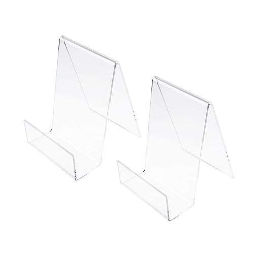 HOODANCOS 2 Stück Transparente Acryl Buchstützen Vertikale Buchhalter für Bücherregal Desktop Buchdisplay für Tablets und Notizen Stabil und Langlebig für Ordnung und Präsentation von HOODANCOS